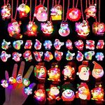 Atonofun Christmas Party Favors for Kids Light Up Christmas Gift Flash Rings Necklaces Bracelets 42 Pack Christmas LED Toys Glow in the Dark Christmas Party Supplies for Christmas Stocking Stuffers