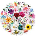 HASTHIP ®46 Pieces Polyvinyl Chloride Waterproof Spring Flower Plant Stickers, Journaling Stickers for Journal Scrapbook Phone Case Stickers Aesthetic (Multicolour)