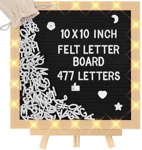 10 x 10 in Felt Letter Board with LED Lights,Changeable Message Board-Black