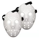 YOMINY Halloween Full Face Mask 2 Pack DIY White Jason Mask Dance Cosplay Masquerade Party Mask Prop Horror Hockey