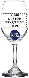DISCOUNT PROMOS Custom Rioja Wine Glasses with Stem 10 oz. Set of 10/50/100, Personalized Bulk Pack - Color Bottom, Perfect for Wedding, Party Favors, Birthday, Bridal Shower Gifts - Clear