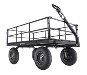 Gorilla Carts Steel Utility Cart, 9 Cu Ft Bed, 1200 lb Load Capacity, Black – Towable Heavy-Duty Outdoor Hauling Wagon with Removable Side Panels for Yard, Lawn, Garden or Landscaping
