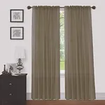 Sapphire Home Taupe Sheer Curtains - 2 Panels Set, 54" x 108", Transparent, Light Filtering Privacy Voile Drapes, Sheer Window Curtains for Living Room, Bedroom, Kitchen, Dining Room - Taupe