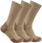 Carhartt Men's Midweight Cotton Blend Sock 3 Pack, Khaki, Large (Pack of 3)