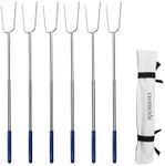 RAOMEIDE 32" Heavy Duty Hot Dog Roasting Sticks for Campfire, Smores Sticks for Fire Pit Long, Marshmallows Skewers (6 Pack)