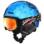 Odoland Kids Ski Helmet and Goggles Set for Boys and Girls, Safety Snow Sports Helmets and Protective Goggles for Toddler Children Youth For Snowboarding Skis Age 6-14 NBS