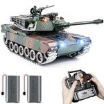 Supdex RC Tank, 1:18 Alloy Metal M1A2 Abrams Remote Control Model Army Toys, 2.4Ghz Military Tank with Smoke, Sound and Lights, RC Vehicle That Shoots BBS and Water Bombs for Adults and Kids