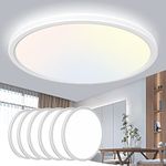 6 Pack 12 Inch LED Flush Mount Ceiling Light Fixtures, Zemty 28W 3200lm LED Ceiling Light, 3000k/4500k/6000K 3 Color Temperatures Selectable Ceiling Light for Bedroom Kitchen Dining Room (White)