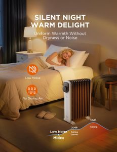 Midea Oil Filled Radiator Heater, 2300W – Portable Electric Heating