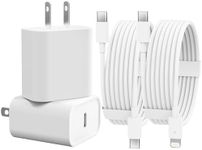 iPhone Charger, 2 Pack 20W USB C Fast Wall Charger Adapter with 6 FT USB-C to C Cable and USB-C to Lightning Cable for iPhone 15 14 13 12 11 Pro Max XR XS, iPad, Galaxy, AirPods