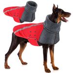 SlowTon Dog Jacket for Large Medium Small Dogs, Warm Fleece Dog Winter Coat with Turtleneck Scarf, Rain Proof Windproof Reflective Puppy Outdoor Vest Snow Cold Weather Coat (XL,Red)