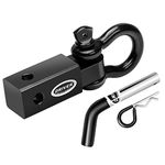 Driver Recovery 2 Inch Shackle Hitch Receiver - 5-Ton (10,000 Pound) Towing Capacity Accessory with 3/4" D-Ring
