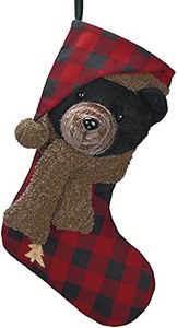 Valery Madelyn Christmas Stockings for Christmas Gifts & Decorations, 21 Inch Fabric Red Black Tartan Bear Cute Plush Personalized Fireplace Hanging Ornament for Holiday Xmas Party Decor