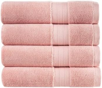 Luxury Bath Towels Extra Large Fluffy — Set of 4 Plush Hotel Towel for Bathroom Luxury — Made from Soft Superior Turkish Cotton, Thick, Absorbent, Easy Dry, Durable (Pink - 30x56)