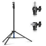 NEEWER 9.2ft/2.8m Air Cushioned Light Stand, Heavy Duty Metal Photography Tripod Stand with 1/4"to 3/8" Reversible Spigot, 3 Way Mounting Interface & Metal Locking Knobs, Max Load 5.5lb/2.5kg