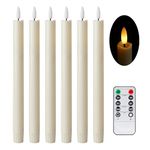 Stmarry Flickering Flameless Ivory Taper Candles with Remote - 10 Inch LED Candlesticks, Realistic 3D Flame with Wick, Warm White Light, Home Wedding Valentine's Day Decor, Automatic Timer - Set of 6