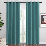 NICETOWN Insulated Curtains Blackout Draperies - Triple Weave Microfiber Home Thermal Insulated Solid Ring Top Blackout Curtains/Panels for Bedroom(Sea Teal, Set of 2, 55 x 86 Inch)