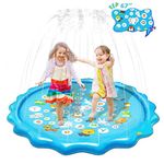 Qoosea Splash Pad for Kids 67" Inflatable Splash Pads for Toddlers 1-3 Summer Outdoor Fun Water Toys Sprinkler Pad Play Mat Shallow Toddler Pool for Baby Boy Children Pet Dog Backyard