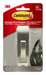 Command Large Modern Reflections Brushed Nickel Metal Hook, Indoor use - 1 Hook and 2 Adhesive Strips - Hang Jackets, Purses, Handbags, Backpacks, Hats, Scarves, Dog leads - Organise Damage Free