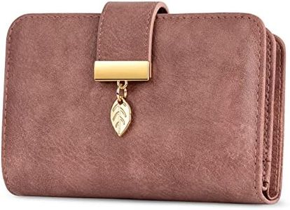 Faneam Portefeuille en Cuir pour Femme Blocage RFID Portefeuilles Petit Porte Monnaie Femmes avec 16 Emplacements et Bracelet Porte Cartes Cuir à Glissière Antivol, Rétro Rose