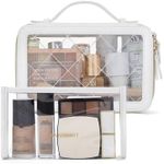 BAGSMART Clear Makeup Bag Set, TSA Approved Toiletry Bag, Clear Travel Bags for toiletries, Cosmetic Bags with Zipper, Makeup Organizer Bags Fit Carry-on Travel Essentials, White