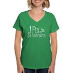 CafePress I Fix $7 Haircuts Women's V Neck Dark T Shirt Womens Dark V-Neck T-Shirt Irish Green