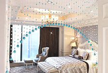 PINDIA 45 String Fancy Sparkling Arch Bead Hanging Curtain with Pure Glass Drops - Aqua