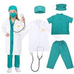 Discoball Kids Surgeon Costume,Doctor Fancy Dress Costume For Halloween Cosplay Party (3-4 Years)