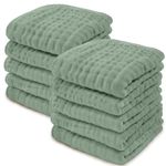 Baby Washcloths, Muslin Cotton Baby Towels, Large 10”x10” Wash Cloths Soft on Sensitive Skin, Absorbent for Boys & Girls, Newborn Baby & Toddlers Registry Gift (Fern, 10 Pack, 25 X 25 CM)