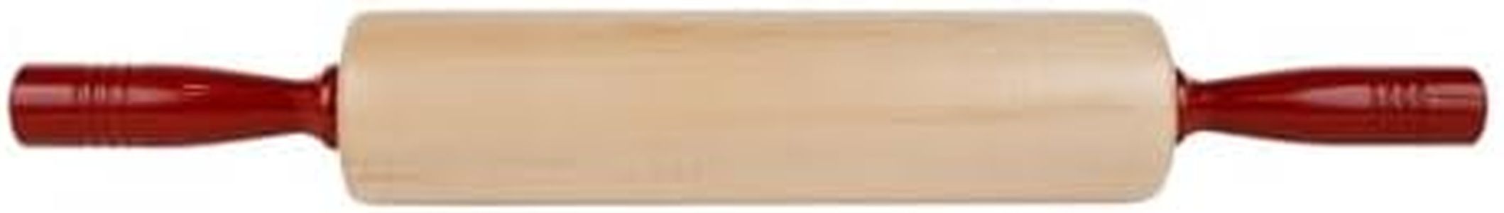 Fletchers' Mill Rolling Pin with Handles, Maple/Cinnabar - 12 inch