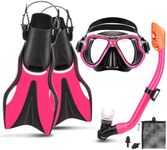 CTSAYTL Snorkeling Gear for Kids Ages 6-14, Kids Mask Fins Snorkel Set with Panoramic View Anti Fog Mask, Dry Top Snorkel, Trek Fins and Travel Bag, Dry Top Snorkel Set for Youth Boys Girls Junior