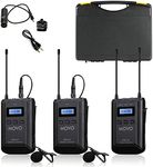 Movo WMX-20-DUO 48-Channel UHF Wireless Lavalier Microphone System with 1 Receiver, 2 Transmitters, and 2 Lapel Microphones Compatible with DSLR Cameras (100m Audio Range)