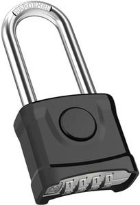 Large Heavy Duty Combination Padlock, [Long Shackle 8mm Thick] Diyife 54mm Locker Lock, 4 Digit Weatherproof Padlock, [One-Click Open] Combination Lock for Gym, Outdoor, Shed, Fence, Cabinet (Black)