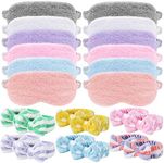 24 Packs Sleepover Party Favors for Teenager Girl Women, Spa Party Supplies Headband, Plush Sleep Eye Mask, Satin Eye Cover, Soft Fleece Hair Band, Sleeping Stuff Accessories for Spa Party