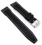 Sandtuhr Rios Typhoon Watch Strap 21 mm Black Buffalo Leather German Manufacturer, black, Strap.