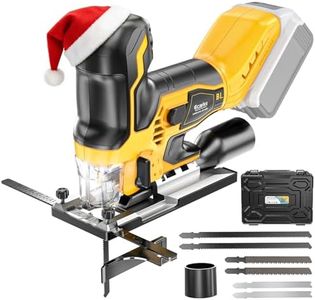 Ecarke Cordless&Brushless Jig Saw Compatible With Dewalt MAX 20V(Only Tool), 3800RPM, 7 Speeds Dial Control, Free-Tool ±45° Bevel Cuts, 4 Orbital Action, Dust Blows and 6 Blades For Cutting