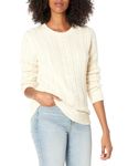 Amazon Essentials Women's Fisherman Cable Long-Sleeved Crewneck Sweater (Available in Plus Size), Cream, M