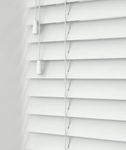 White Real Natural Wood Wooden Venetian Window Blind Matching String Finish 50mm Slats Home Office Bedroom 120cm Width x 120cm Drop