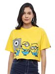 The Souled Store Official Minions: Stay Weird, Stay Happy Women Oversized Cropped T-Shirts