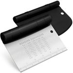 Urbanstrive Bench Scraper for Baking, Stainless Steel Dough Cutter and Scraper Tool Kitchen, Kitchen Scraper Food Scraper Tool Pizza Cutter Food Chopper, Multi-Purpose Kitchen Gadgets, Black