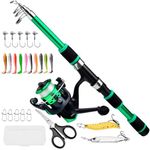 Proberos® Telescopic Fishing Rod Kit, 6Ft Fishing Rod with Reel Combo, Jigs, Lures, Hooks, Storage Box, Portable Fishing Rod Combo for Freshwater & Saltwater Angling Sea Fishing (Rod 180cm)