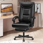 BestEra Office Chair Ergonomic Executive Chair, Big and Tall Home Office Desk Chair, Leather Swivel Wide Computer Chair with Wheels, Lumbar Support, Footrest (Glossy Black)