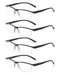 Outray 4-Pack Reading Glasses Blue Light Blocking Glasses Black Classic rectangular half-frame reading glasses for women/men 3.00