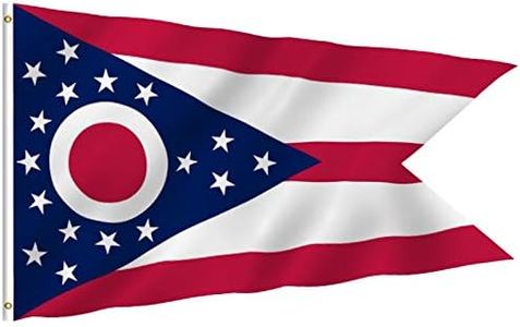 ANLEY Fly Breeze 3x5 Foot Ohio State Polyester Flag - Vivid Color and Fade Proof - Canvas Header and Double Stitched - Ohio OH State Flags with Brass Grommets 3 X 5 Ft
