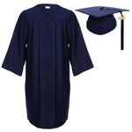 Newrara Graduation Gown Cap Tassel Set (Medium 48(5'3"-5'5"), Navy Blue)