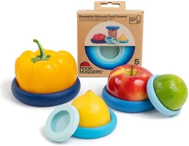Food Huggers 5pc Reusable Silicone Food Savers | BPA Free & Dishwasher Safe | Fruit & Vegetable Produce Storage for Onion, Tomato, Lemon, Banana, Cans & More | Round, Ice Blue