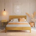 Bme Nipe Queen 14 Inch Bohemian Bed Frame with Adjustable Woven Headboard - Rustic & Vintage Unique Style with Acacia Wood - No Box Spring Needed - Easy Assembly - Natural