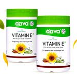 OZiva Plant Based Natural Vitamin E Capsules for Face & Hair with Sunflower oil,Aloe vera oil & Argan oil, Vegan &Natural Vitamin E for Glowing Skin & Stronger Hair(Vitamin E, Pack of 2, 60 Capsules)