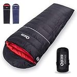 QEZER Winter Sleeping Bag - 18°C Warmer Down Sleeping Bag for Cold Weather Camping, Backpacking and Hiking Outdoor with 620 FP Duck Down (Black -18°C)