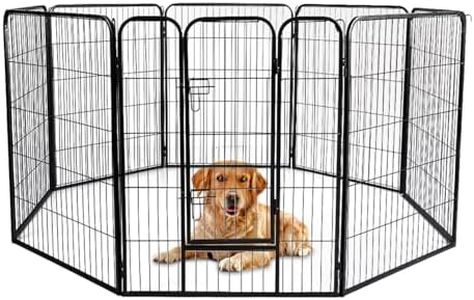 Pawz 8 Panel Fence Playpen for Dog, Size 24 Inch, Black, Baby Gate, Variable Shape Dog Kennel Playpen, Foldable Design, Lockable Pet Gate, Outdoor Indoor Cat Dog Enclosure